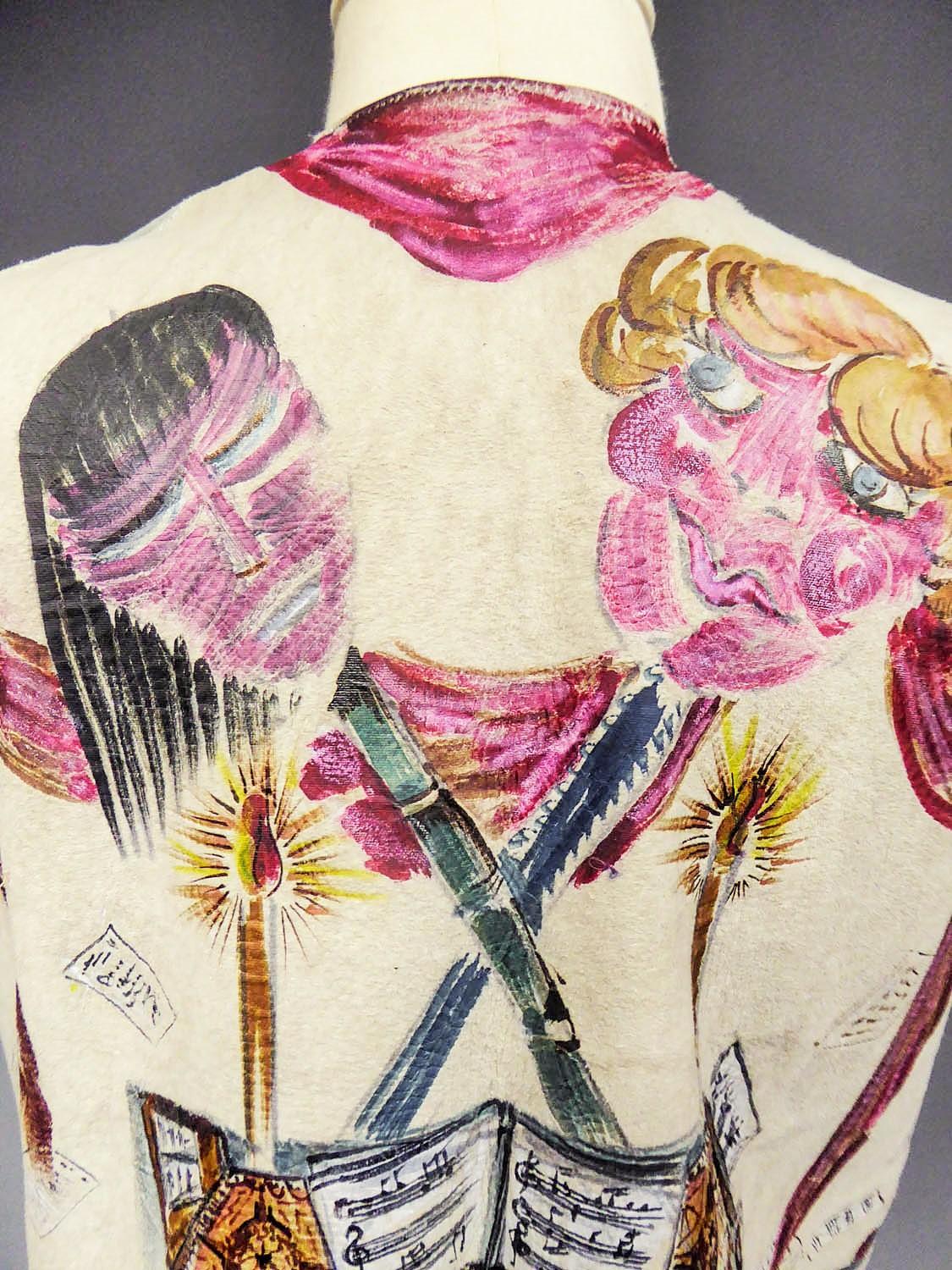 Gilet Bolero in pelle scamosciata forse dipinto da René Gruau - Francese Circa 1940-1950 in vendita 9