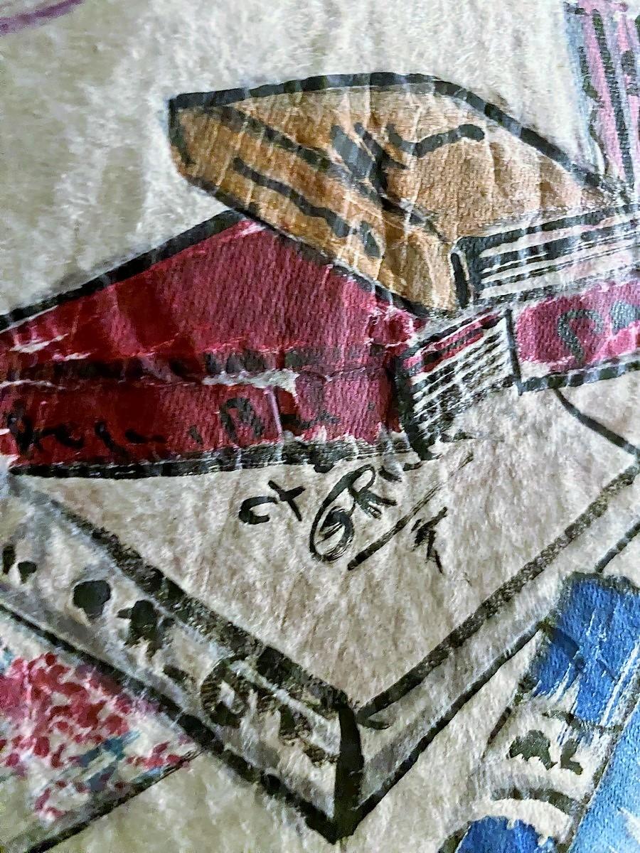 Gilet Bolero in pelle scamosciata forse dipinto da René Gruau - Francese Circa 1940-1950 In condizioni buone in vendita a Toulon, FR