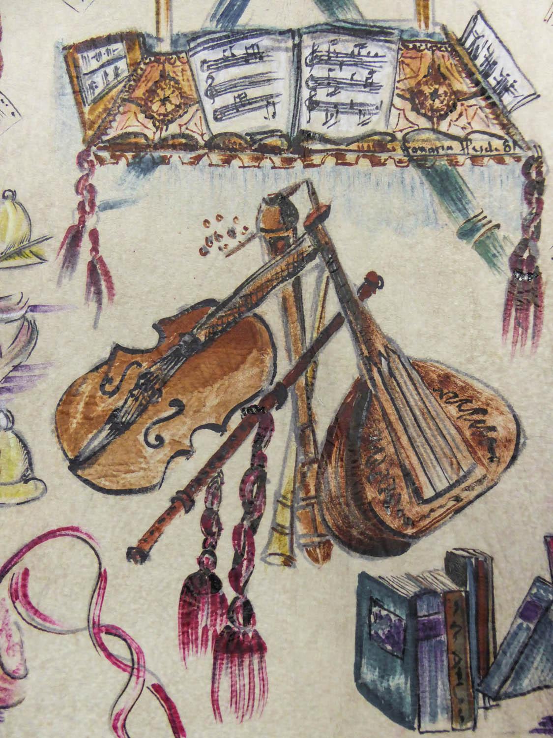 Gilet Bolero in pelle scamosciata forse dipinto da René Gruau - Francese Circa 1940-1950 in vendita 1