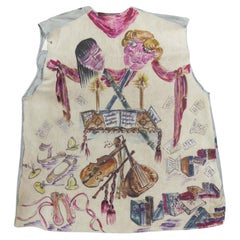 Bolero waistcoat in suede possibly painted by René Gruau -French Circa 1940-1950