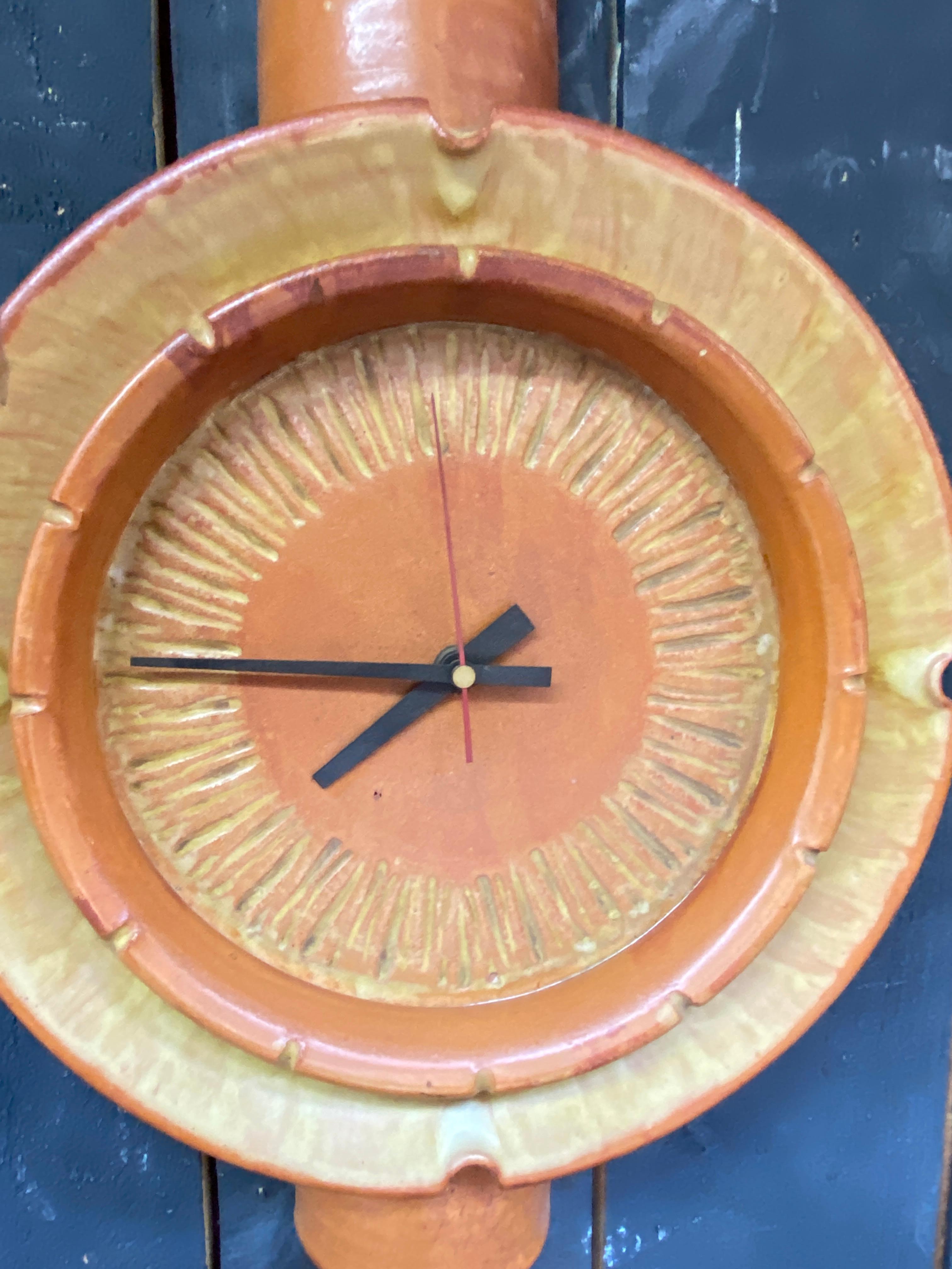 Mid-Century Modern Boleslaw Danikowski (1928-1979) ceramic wall clock circa 1960/1970 For Sale