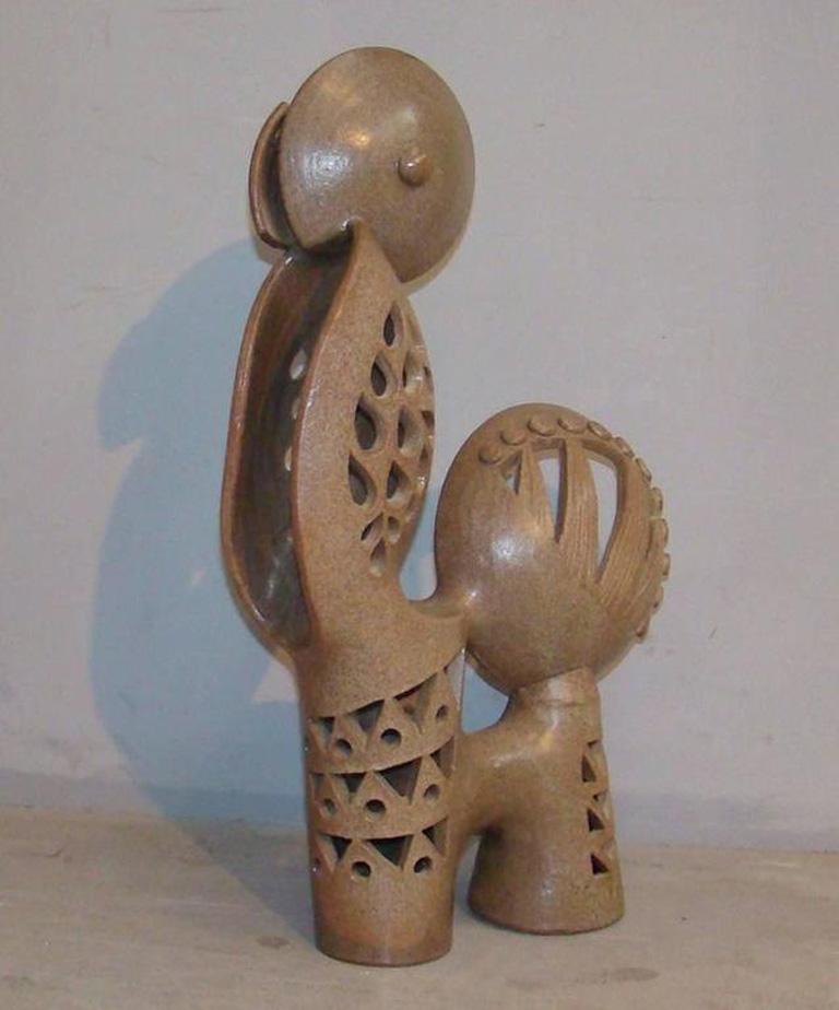 French Boleslaw Danikowski High Enameled Ceramic Sculpture, France, 1950 For Sale