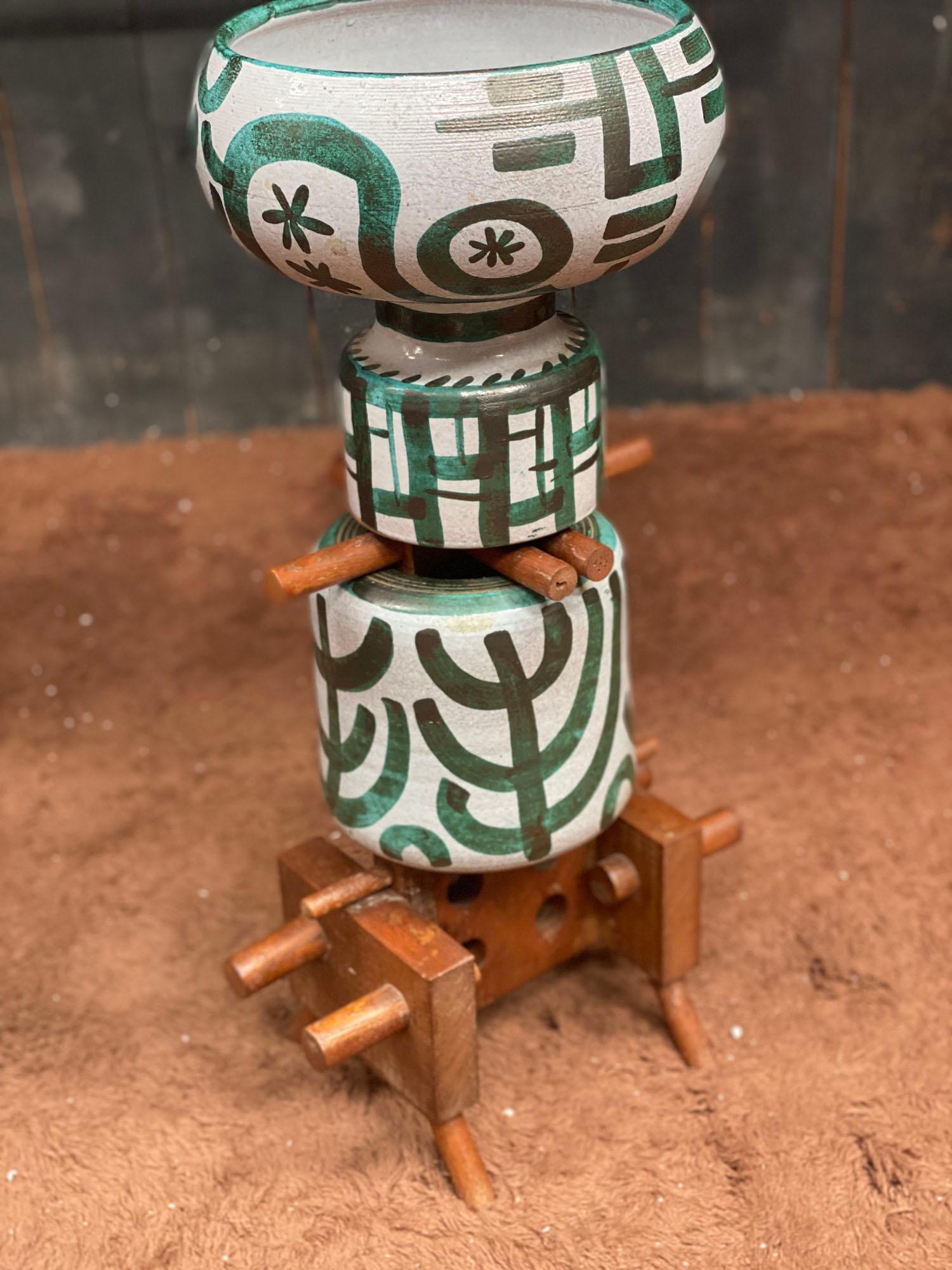 Boleslaw Danikowski (1928-1979) Große Totemskulptur aus Keramik und Eiche im Angebot 4