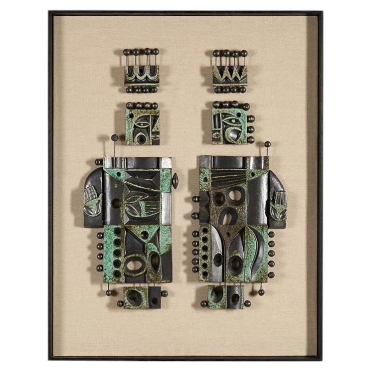 Boleslaw Danikowski, Ceramic Relief of Abstract King and Queen, France, C. 1970