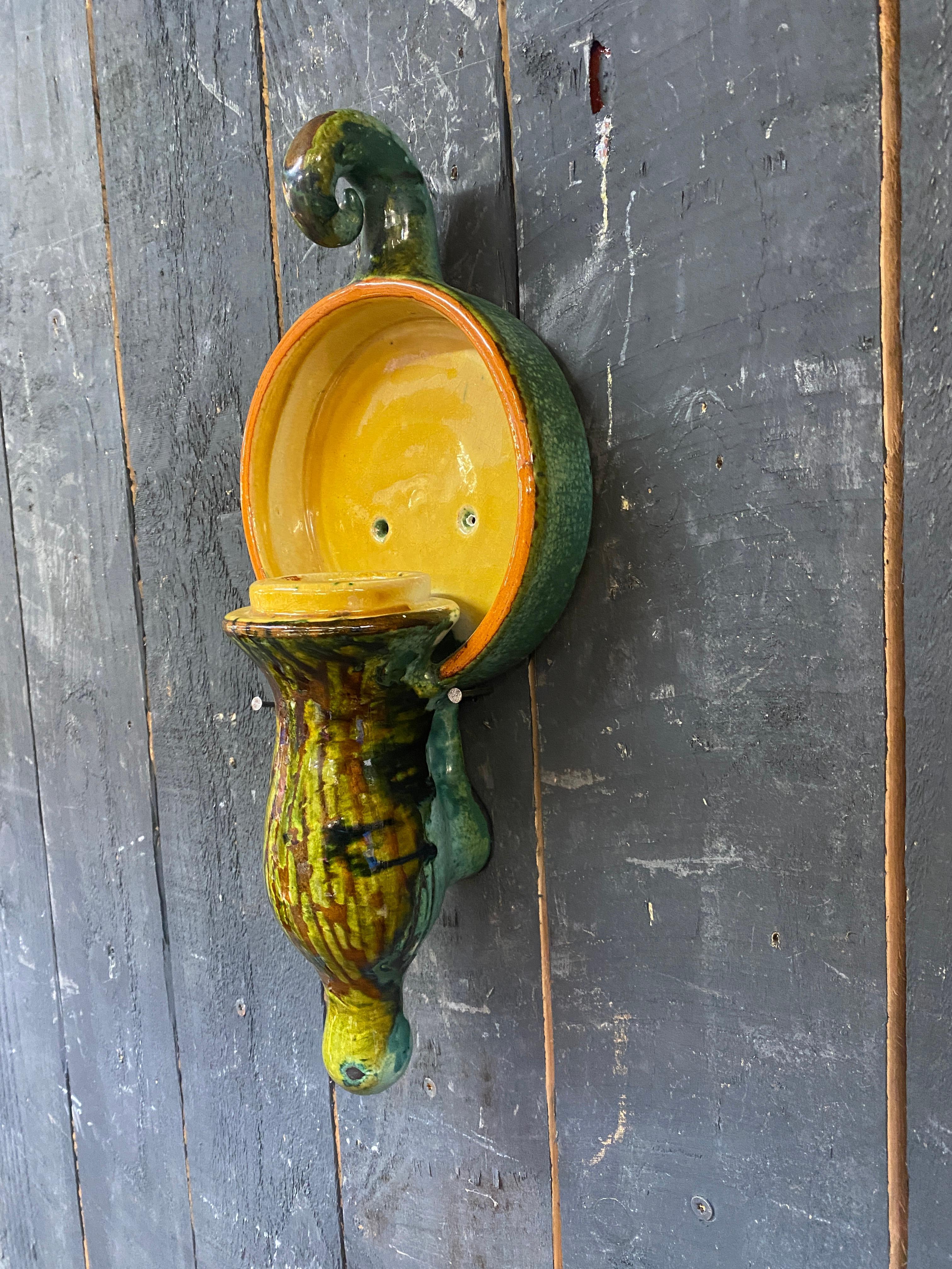 Boleslaw Danikowski ceramic wall lamp, France, 1960
 
Boleslaw Danikowski was the main ceramist to collaborate with Robert Guillerme and Jacques Chambron, for the 