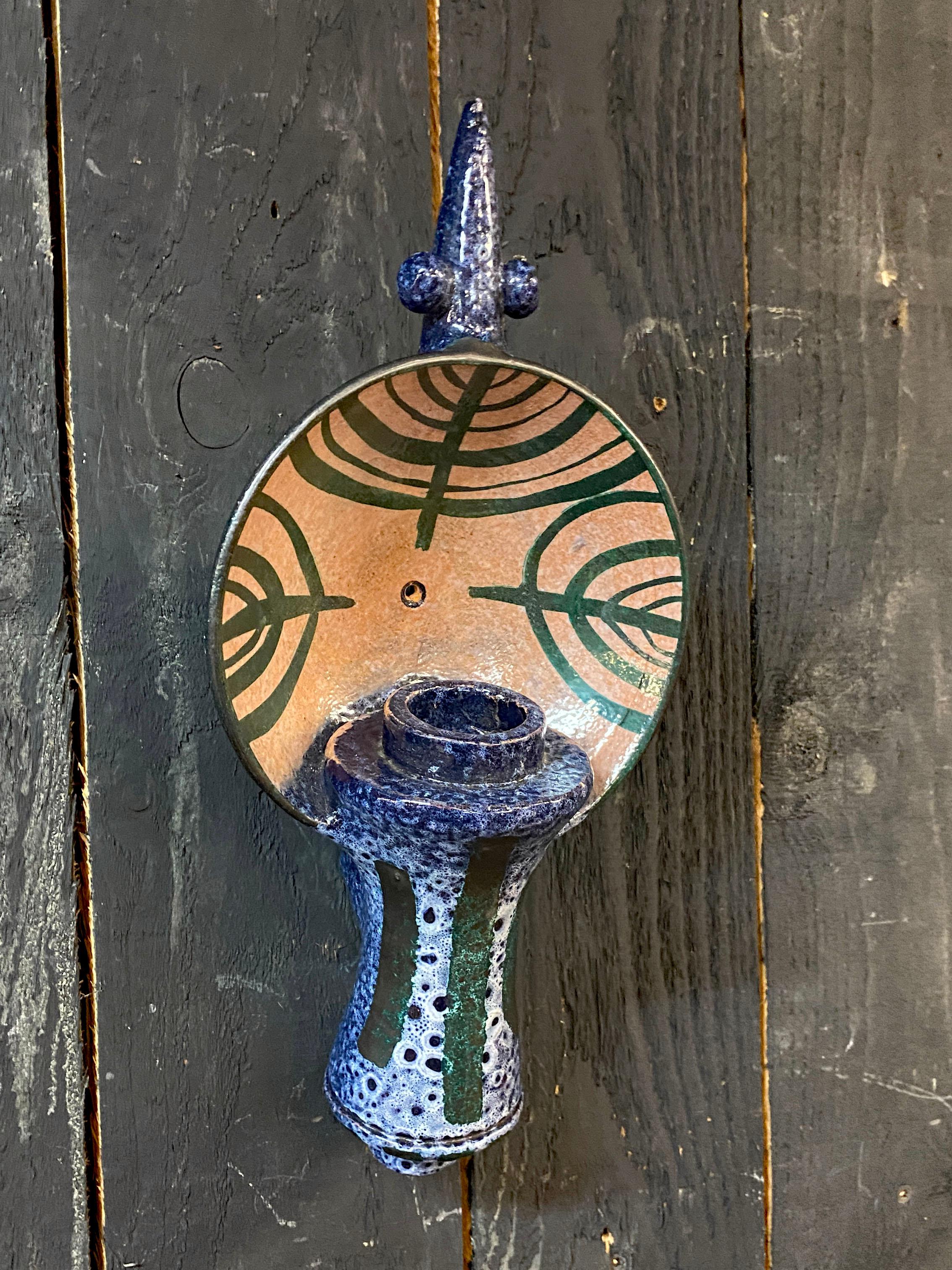 Mid-Century Modern Boleslaw Danikowski ceramic wall lamp, France, 1960 For Sale