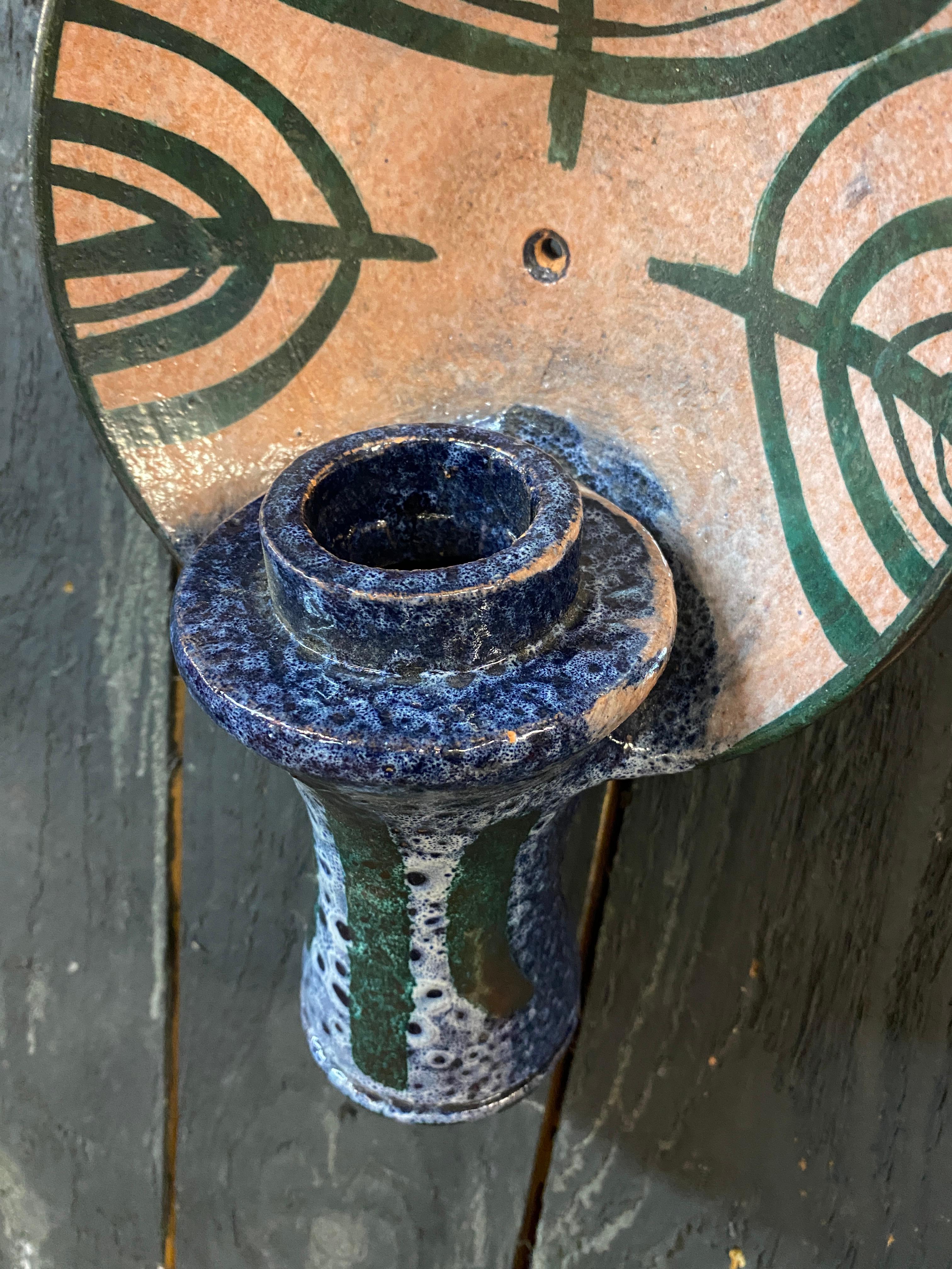 Mid-20th Century Boleslaw Danikowski ceramic wall lamp, France, 1960 For Sale