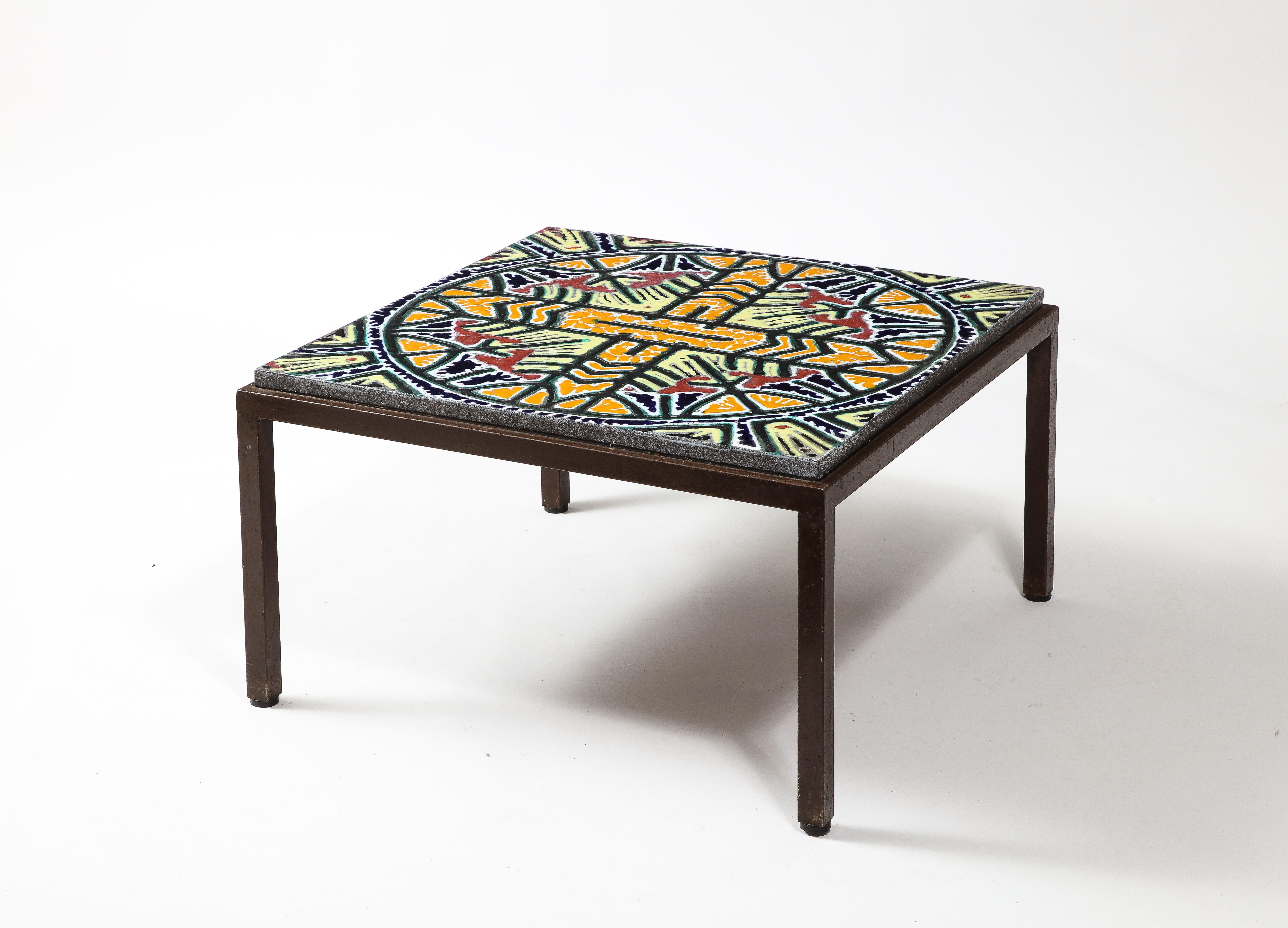 Mid-Century Modern Boleslaw Danikowski Enameled Lava Table, France 1960's For Sale