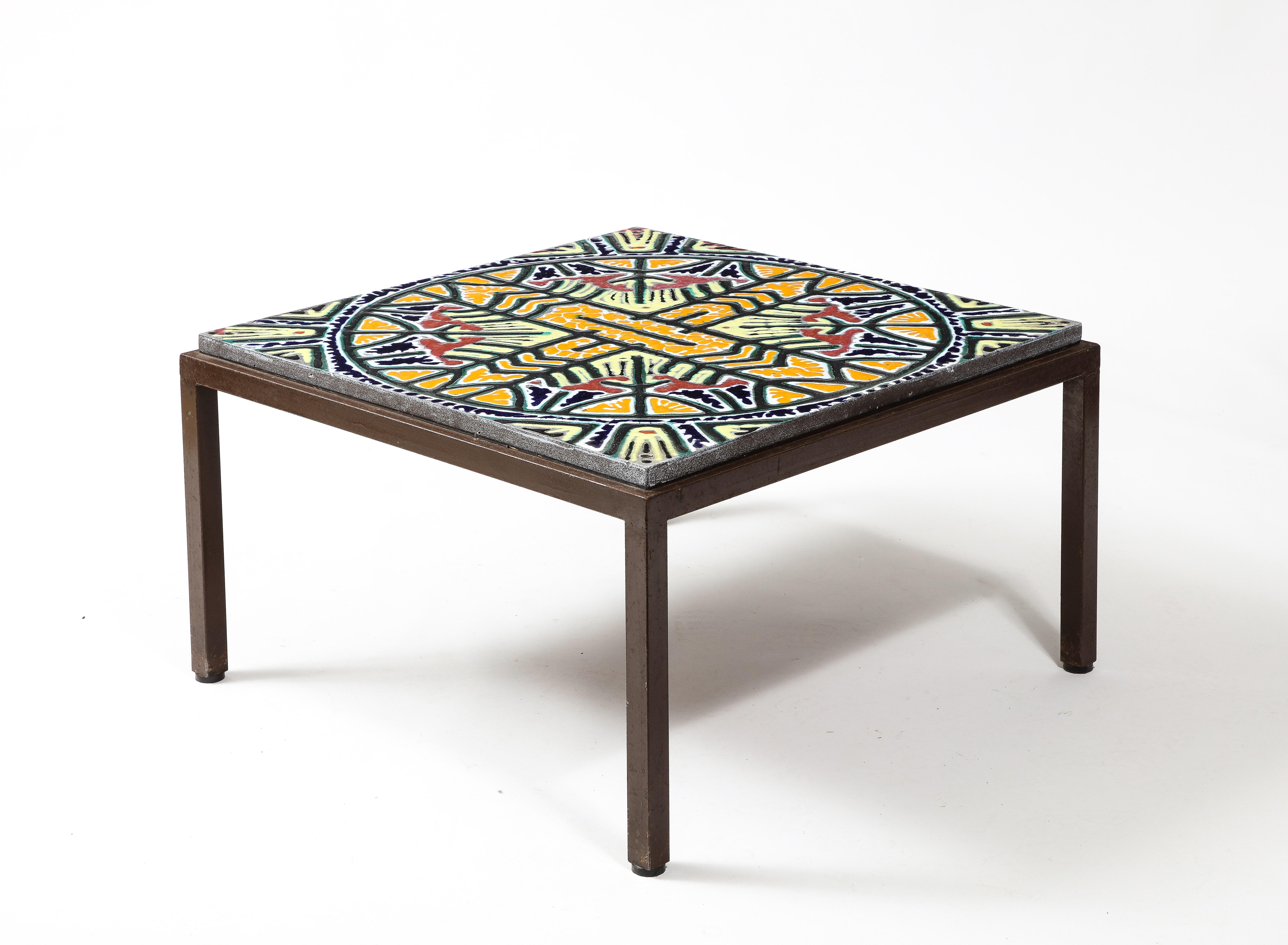 20ième siècle Table en lave émaillée Boleslaw Danikowski, France, années 1960 en vente