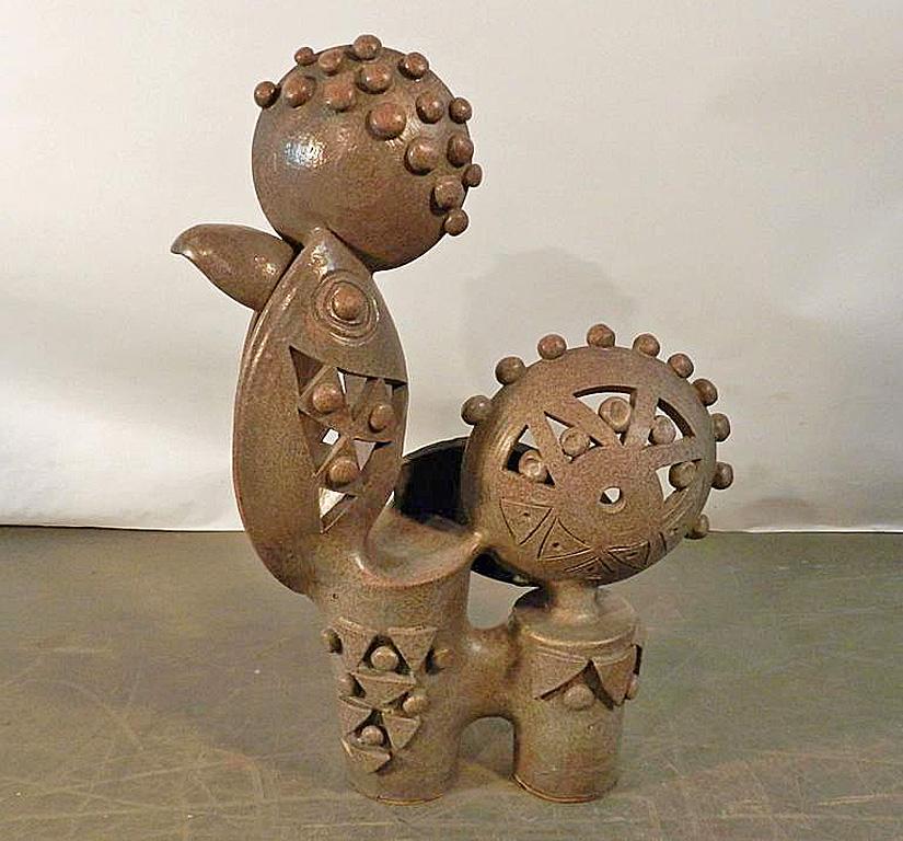 

Boleslaw Danikowski ( 1928-1979) high enameled ceramic sculpture, France 1950. 
Boleslaw Danikowski was the first ceramist to work regularly with Robert Guillerme and Jacques Chambron, for the ceramic elements of the 