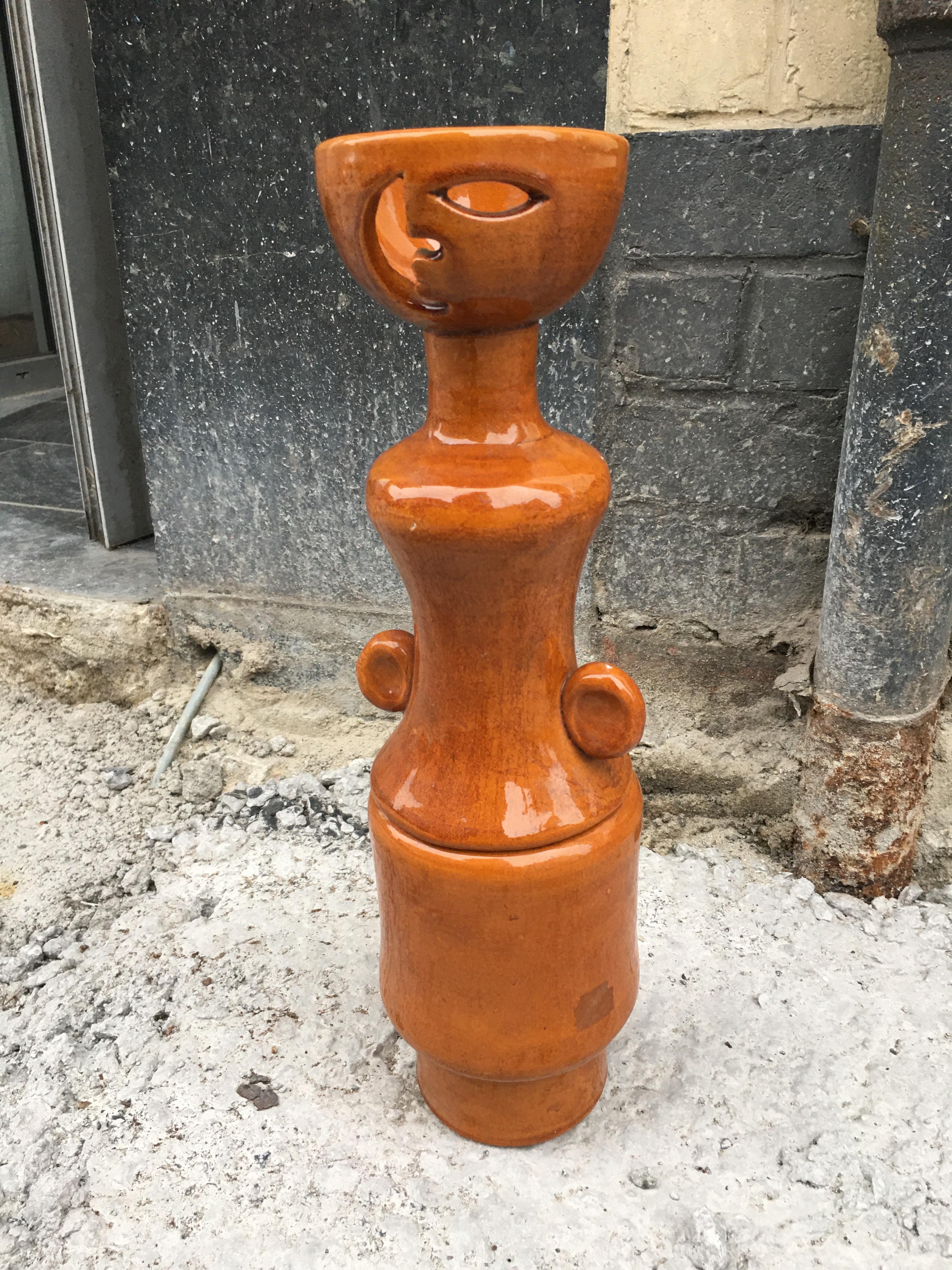 Mid-Century moderno Scultura alta in ceramica smaltata di Boleslaw Danikowski, Francia, 1950 in vendita