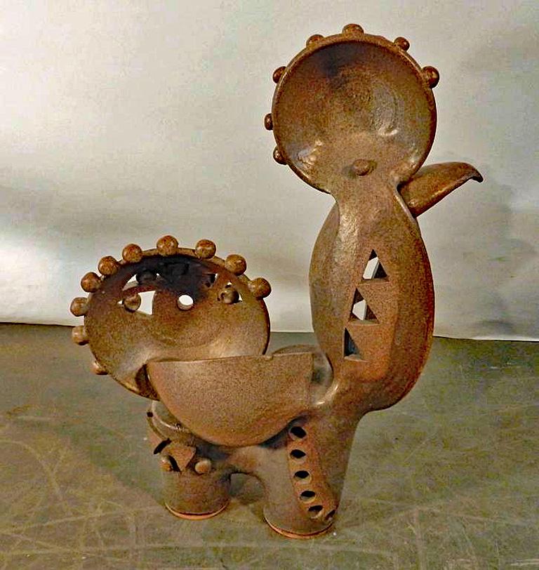 French Boleslaw Danikowski High Enameled Ceramic Sculpture, France, 1950 For Sale