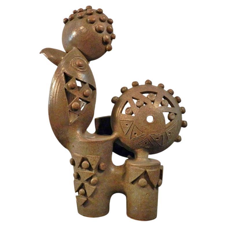 Boleslaw Danikowski High Enameled Ceramic Sculpture, France, 1950