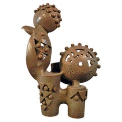 Escultura alta de cerámica esmaltada de Boleslaw Danikowski, Francia, 1950