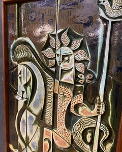 Boleslaw Danikowski Large Ceramic Panel in a Wooden Frame, circa 1950