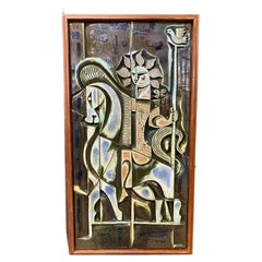 Boleslaw Danikowski Large Ceramic Panel in a Wooden Frame, circa 1950