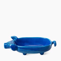 Figurine de cochon bleu Boletto par Aldo Londi