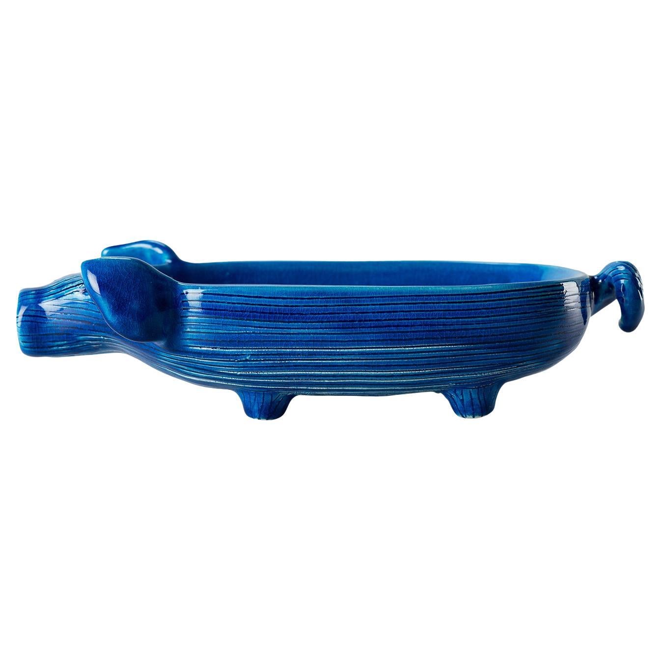 Figurine de cochon bleu Boletto par Aldo Londi