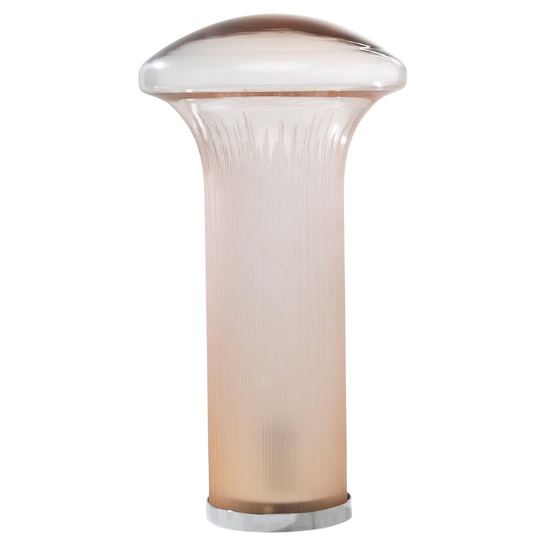 Boletus Large Table Lamp in Blown and Engraved Glass by Paolo Venini, Venini For Sale