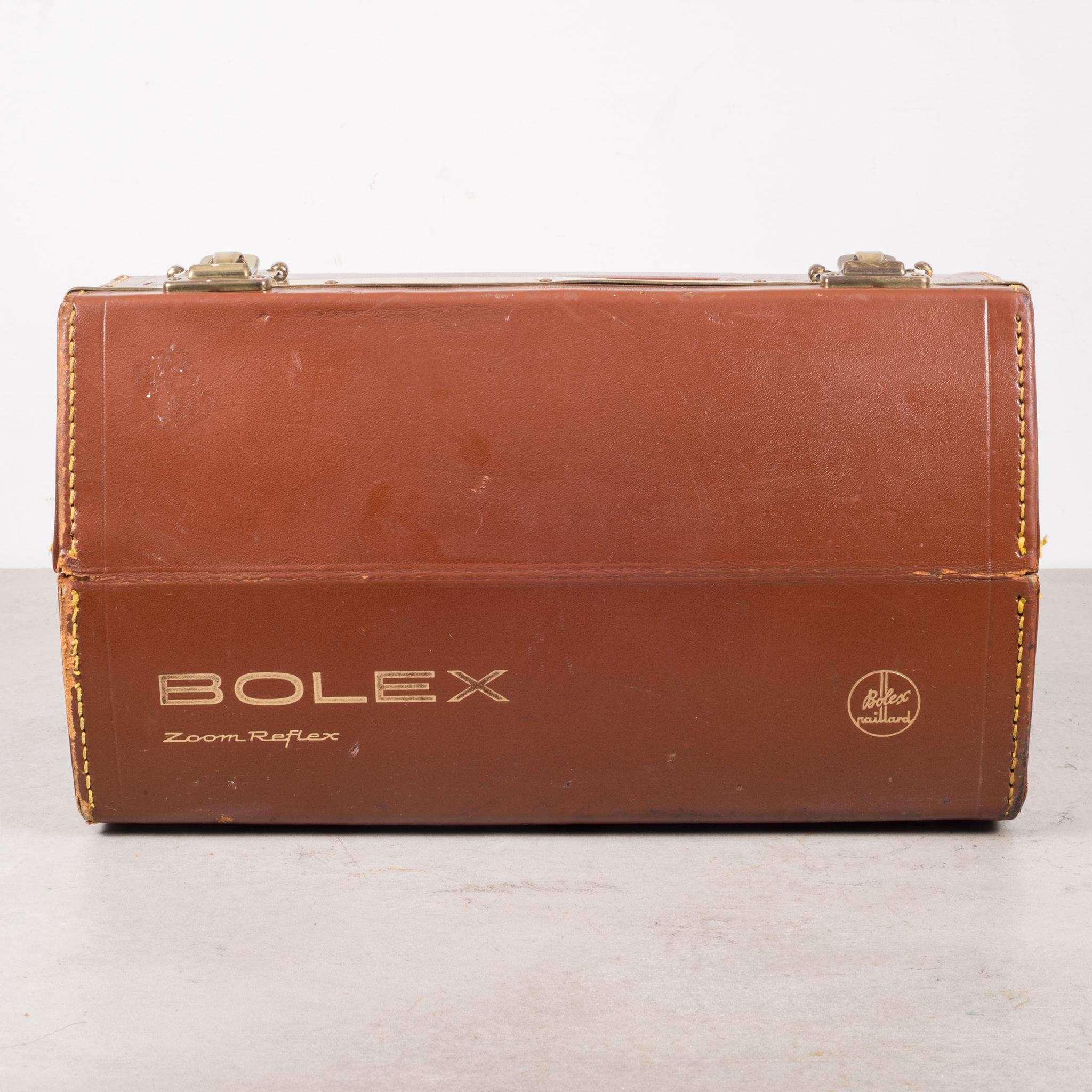 Brass Bolex Zoom Reflex P1 Movie Camera and Leather Case, circa 1961