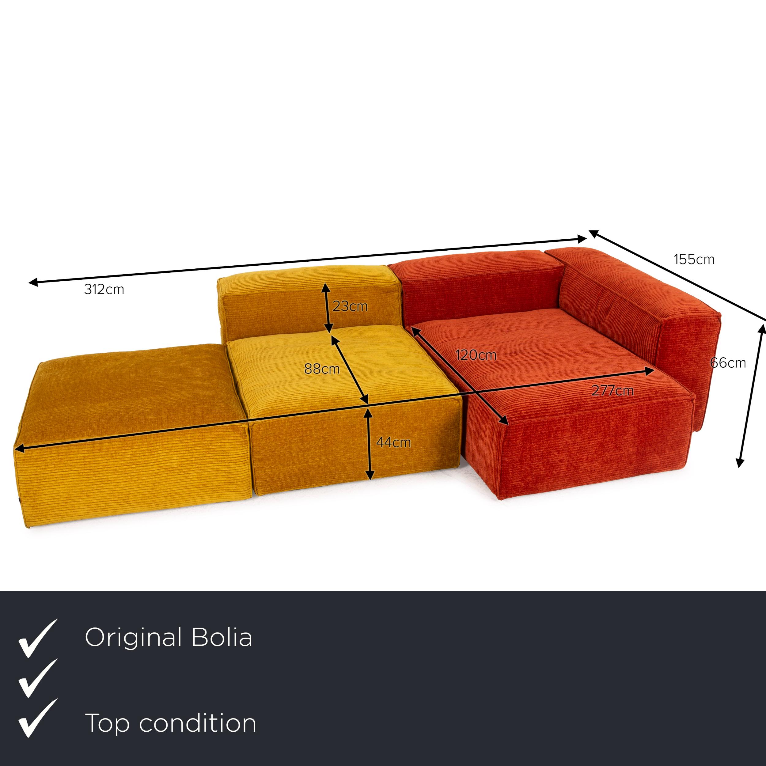 We present to you a Bolia cosima fabric sofa orange yellow corner sofa ottoman sofa combination.
 

 Product measurements in centimeters:
 

Depth: 155
Width: 312
Height: 66
Seat height: 44
Rest height: 66
Seat depth: 88
Seat width:
