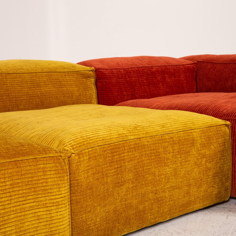 Bolia Cosima Fabric Sofa Orange Yellow Corner Sofa Ottoman Sofa Combination  at 1stDibs
