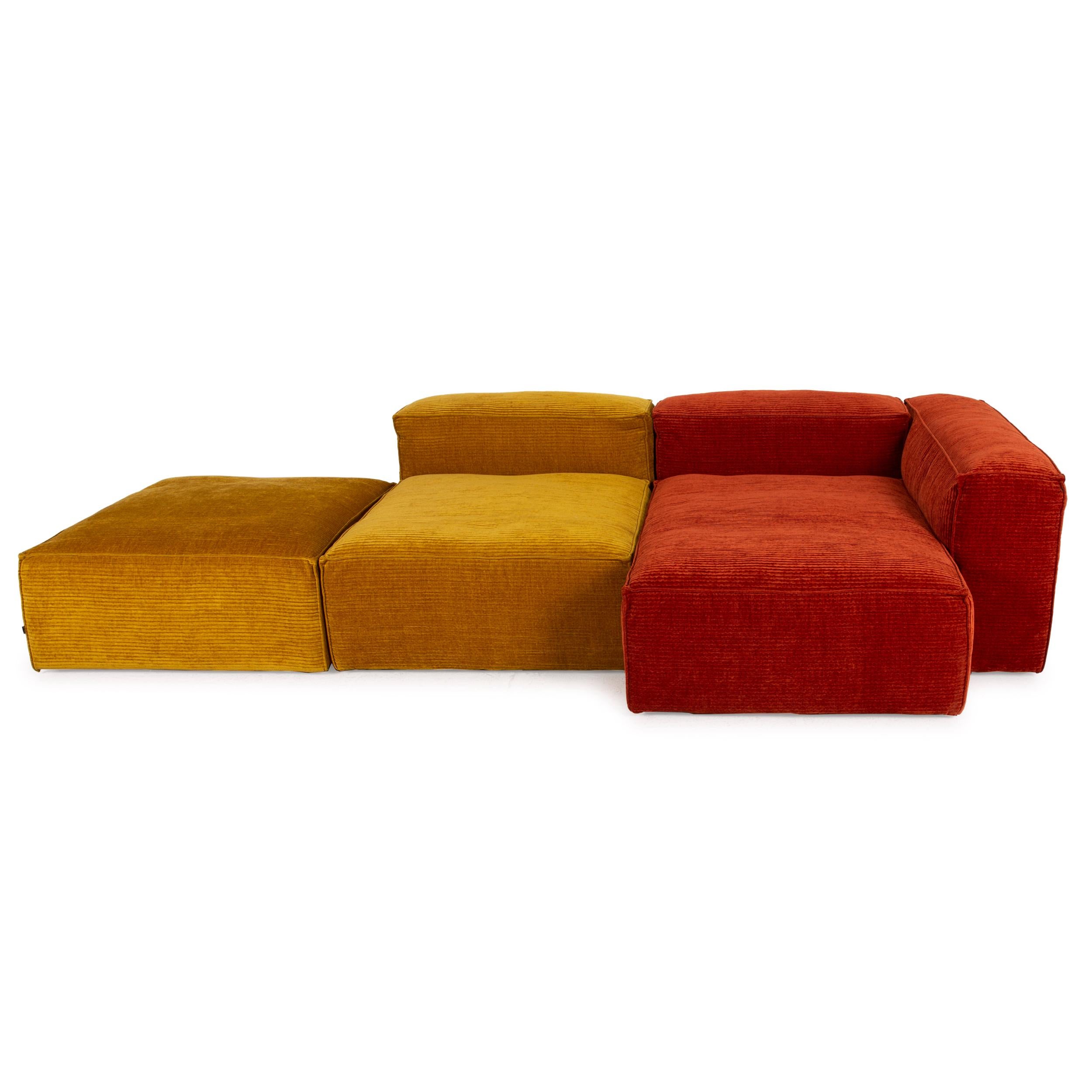 Danish Bolia Cosima Fabric Sofa Orange Yellow Corner Sofa Ottoman Sofa Combination