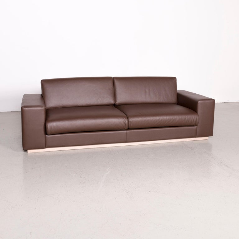 Bolia Designer Leather Sofa Brown Genuine Three Seater Couch Bolia Designer Leather Sofa Brown Genuine Three Seater Couch