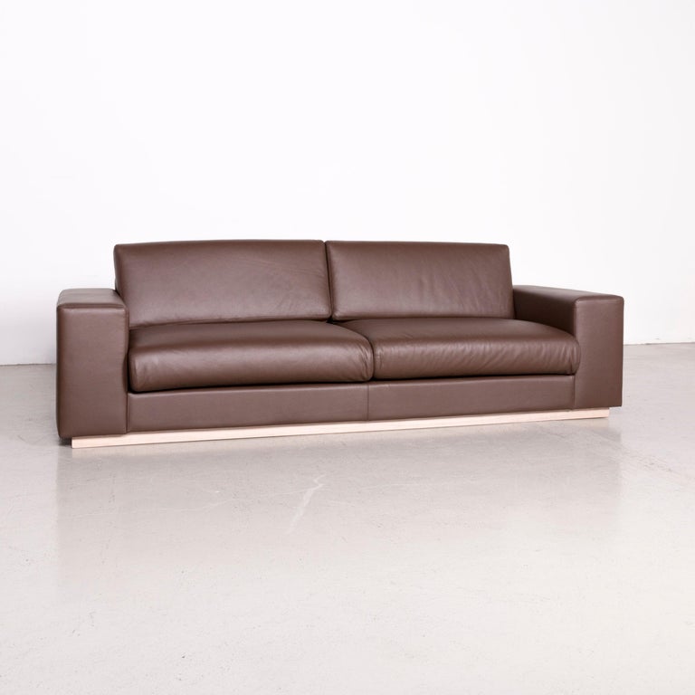 Bolia Designer Leather Sofa Brown Genuine Leather Three ...