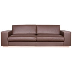 Bolia Designer Leather Sofa Brown Genuine Leather Three-Seater Couch
