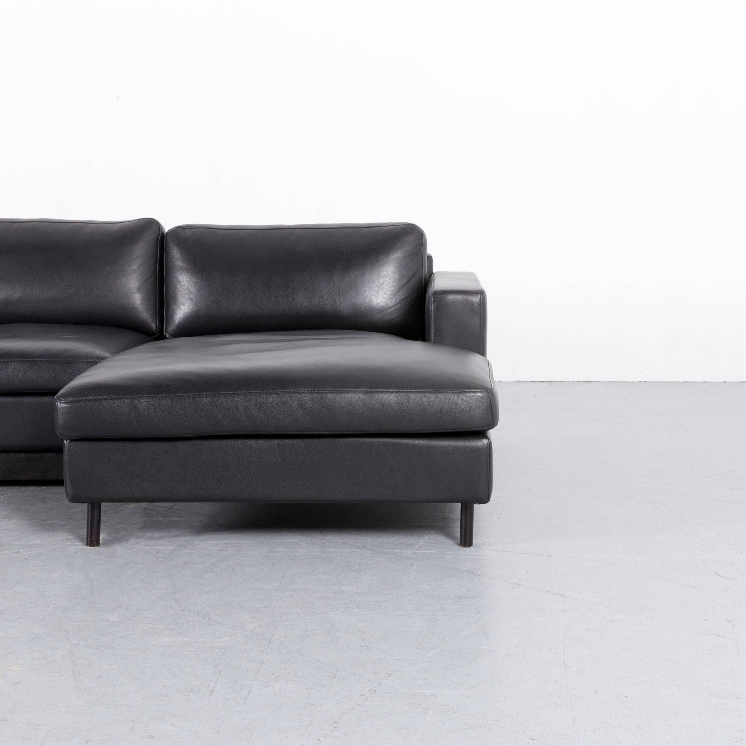 Swedish Bolia Leather Corner-Sofa Black Bed-Sofa