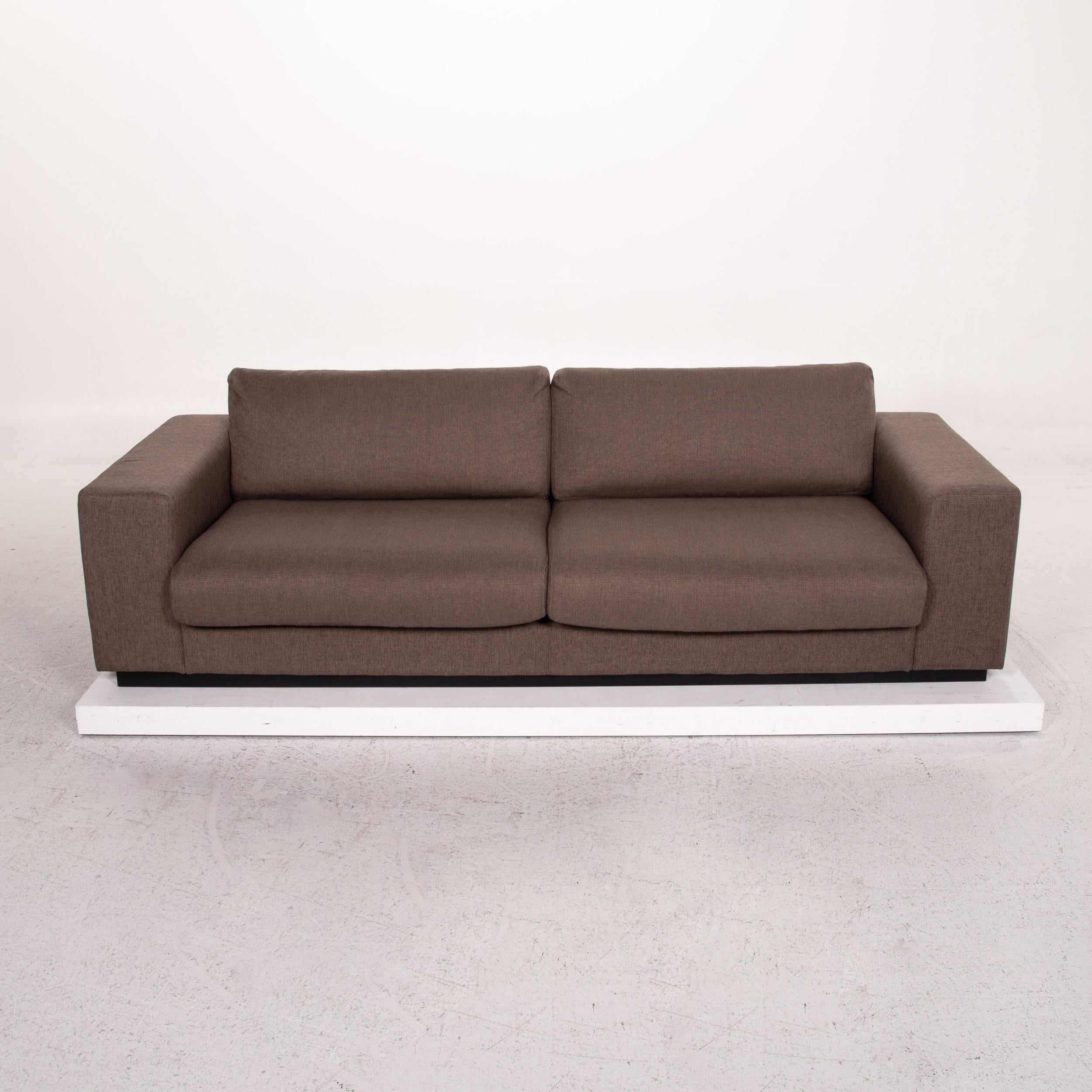 Danish Bolia Sepia Fabric Sofa Brown Three-Seat Couch For Sale