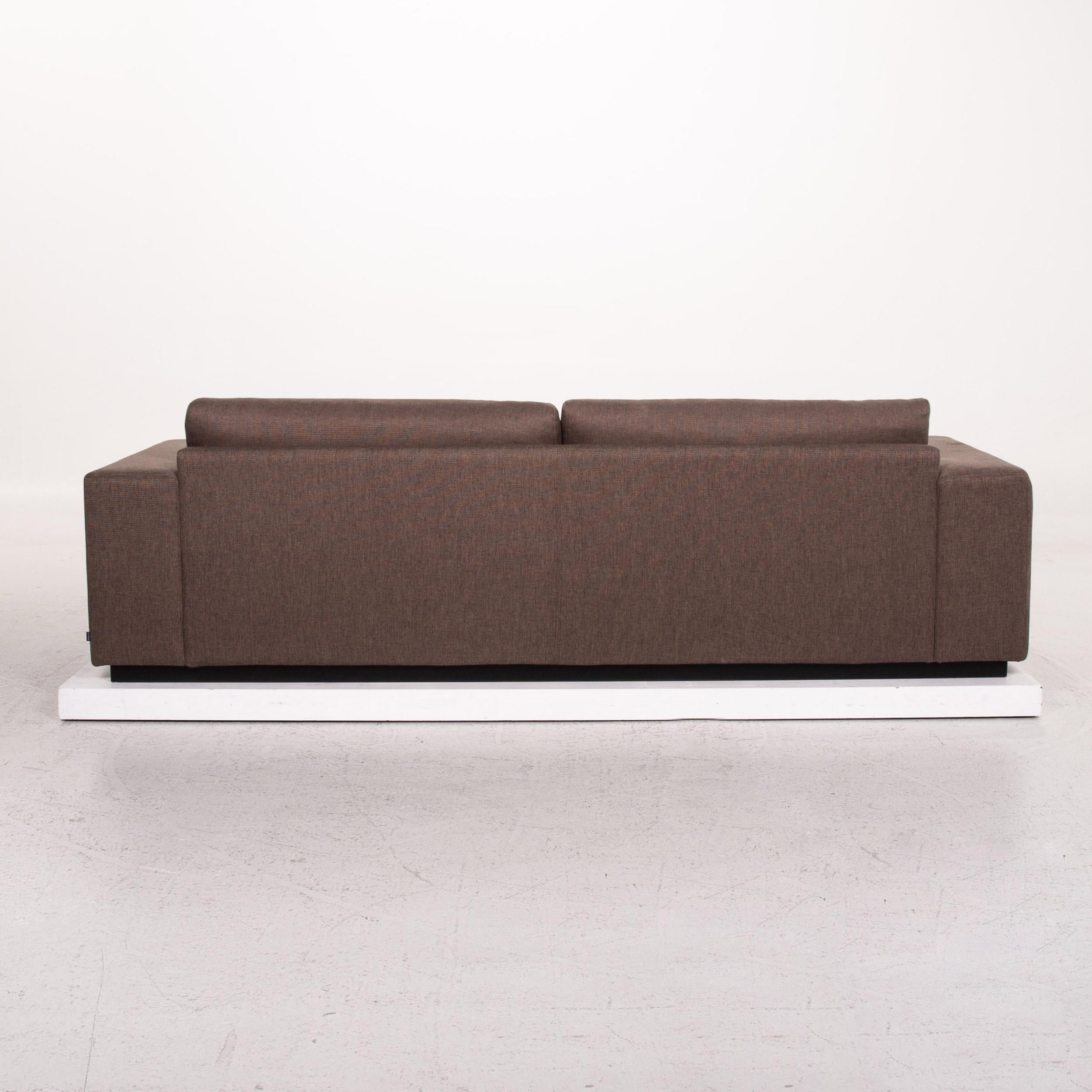 Contemporary Bolia Sepia Fabric Sofa Brown Three-Seat Couch For Sale