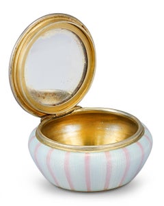 Bolin Guilloché Enamel and Silver Pill Box