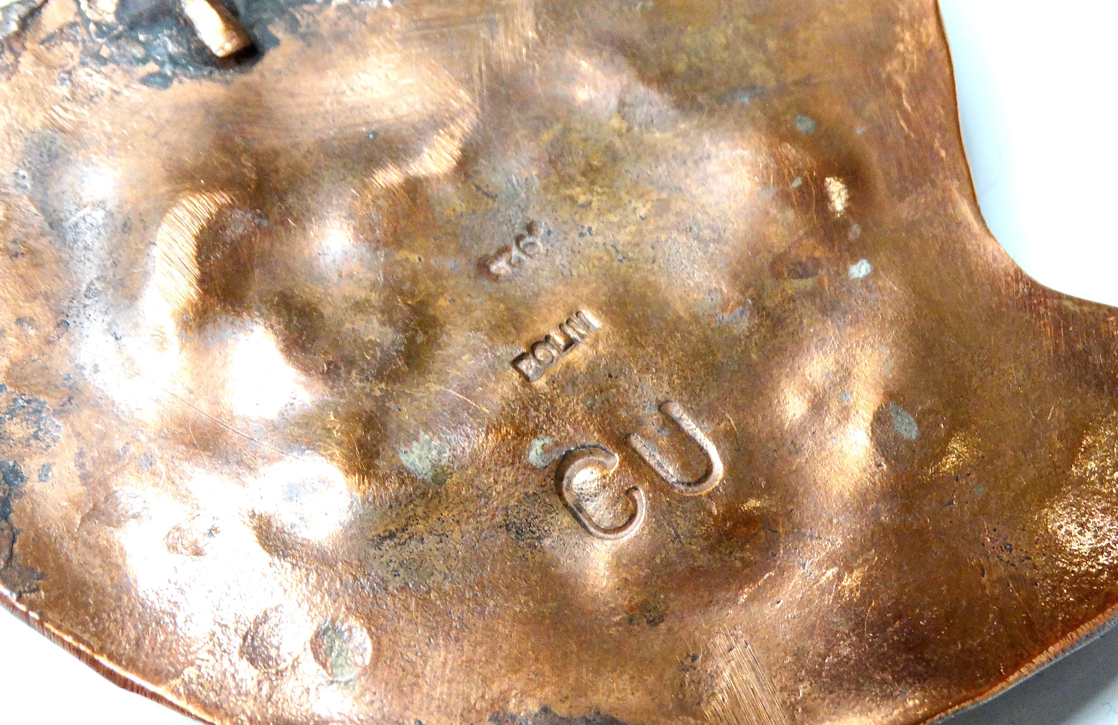 Bolin Herz-Halskette aus gehämmertem Kupfer und Sterling Silber im Angebot 2