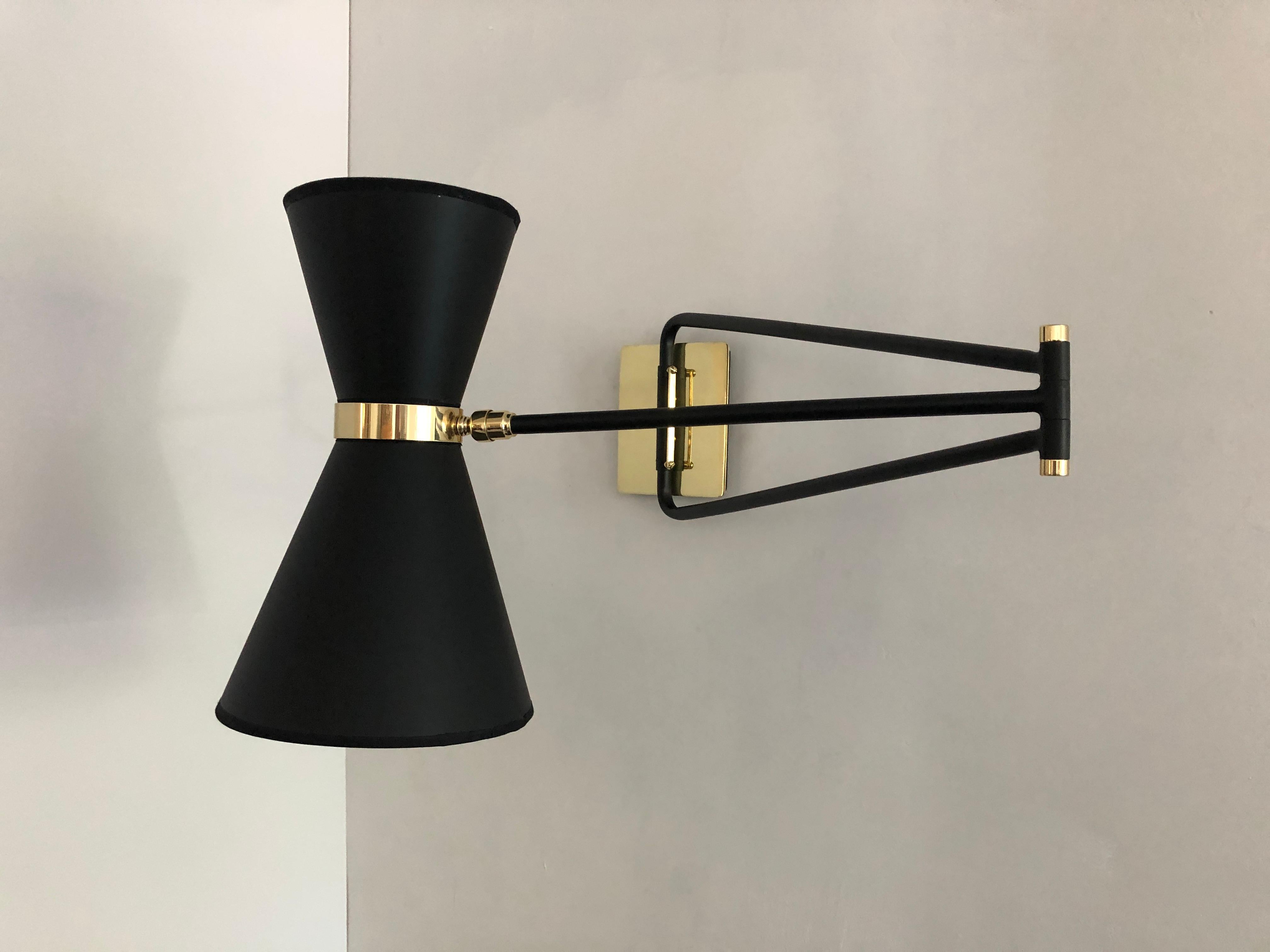 American Bolivar Sconce, Black Paper Shade, by Bourgeois Boheme Atelier