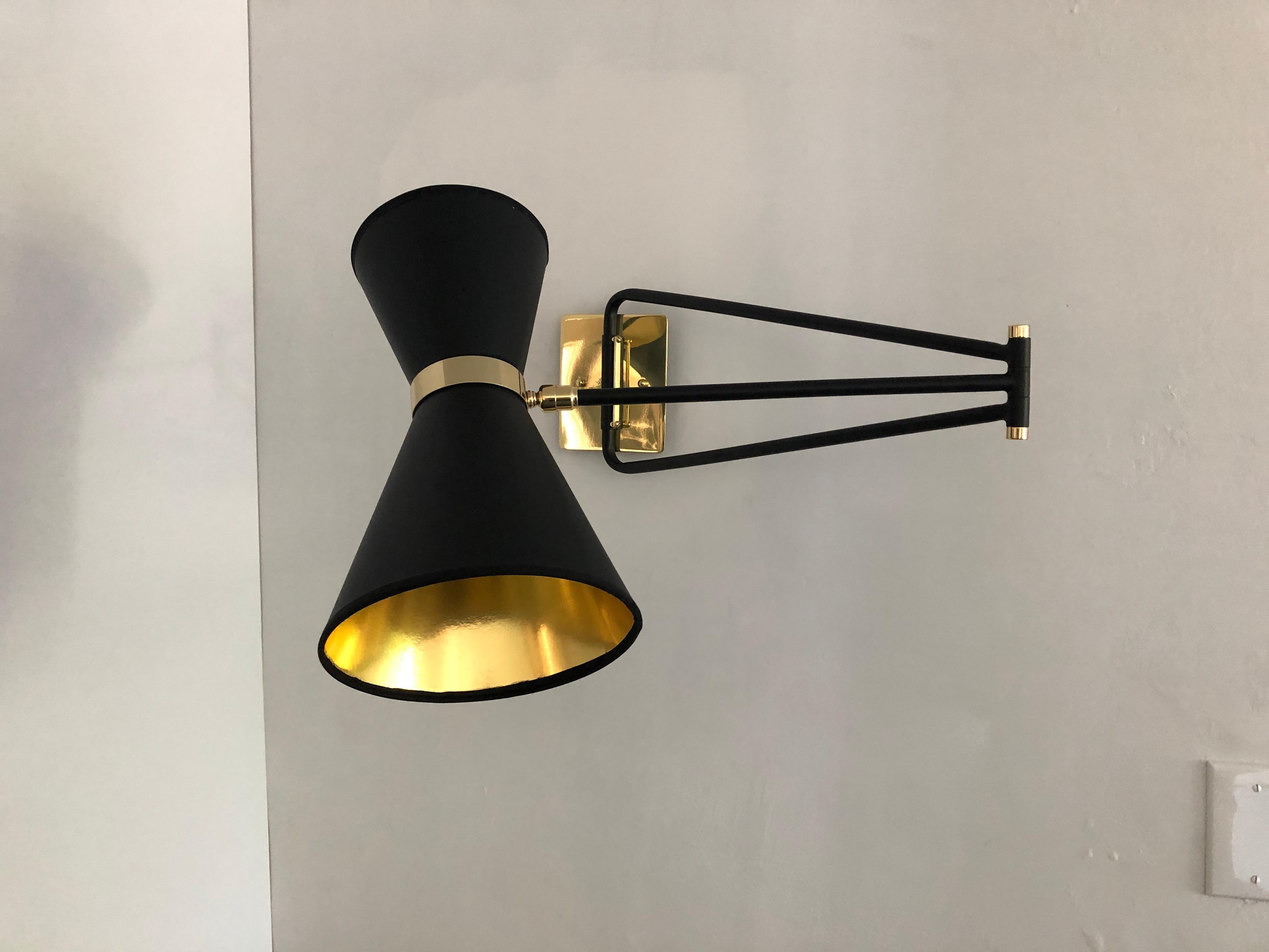 Bolivar Sconce, Black Paper Shade, by Bourgeois Boheme Atelier In New Condition For Sale In Los Angeles, CA