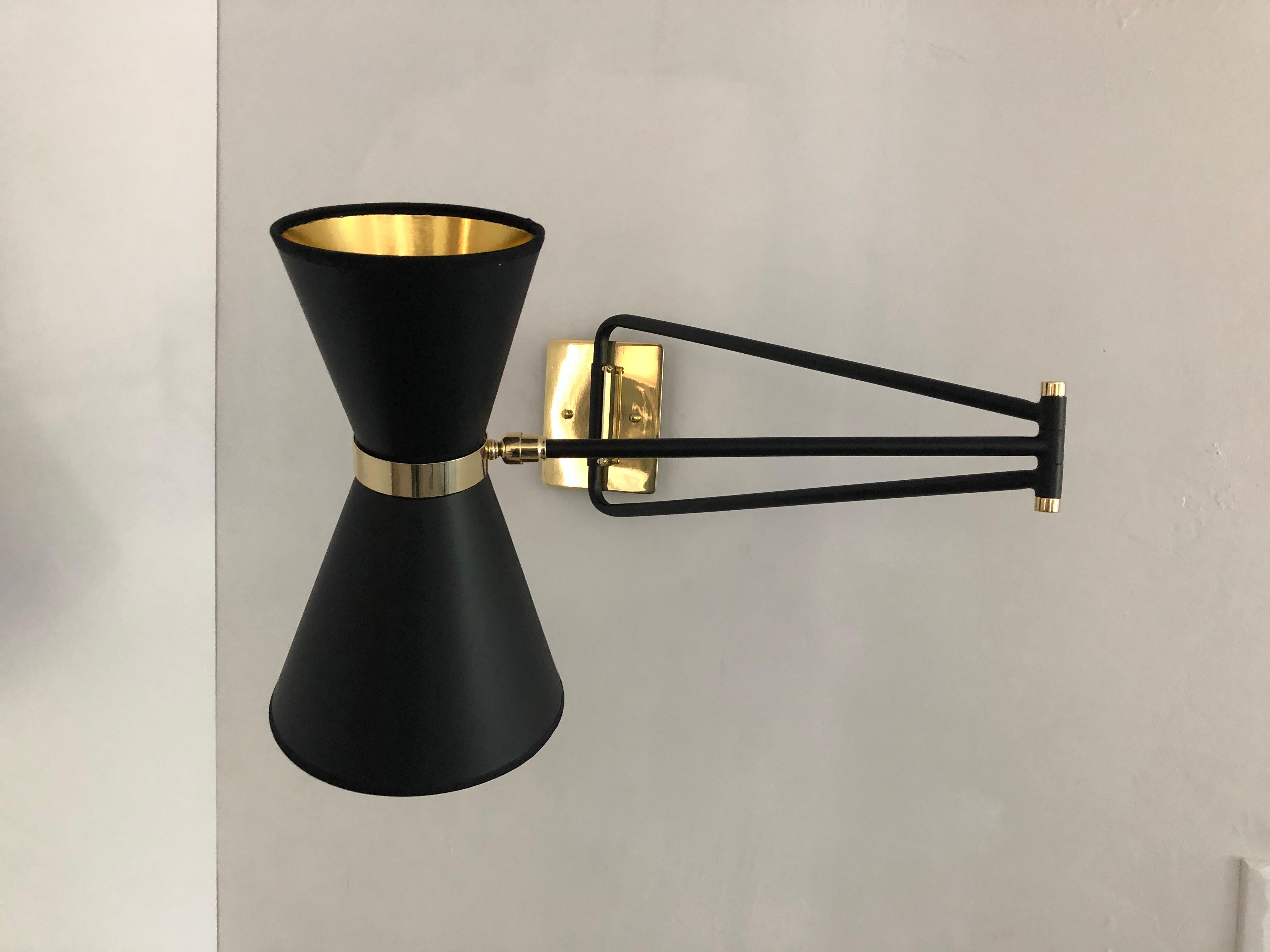 Contemporary Bolivar Sconce, Black Paper Shade, by Bourgeois Boheme Atelier For Sale