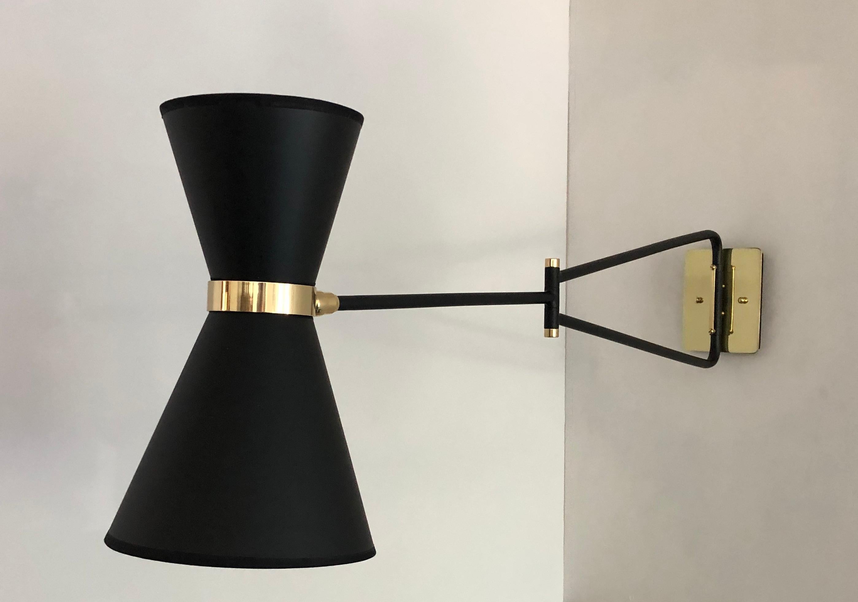 Bolivar Sconce, Black Paper Shade, by Bourgeois Boheme Atelier For Sale 1