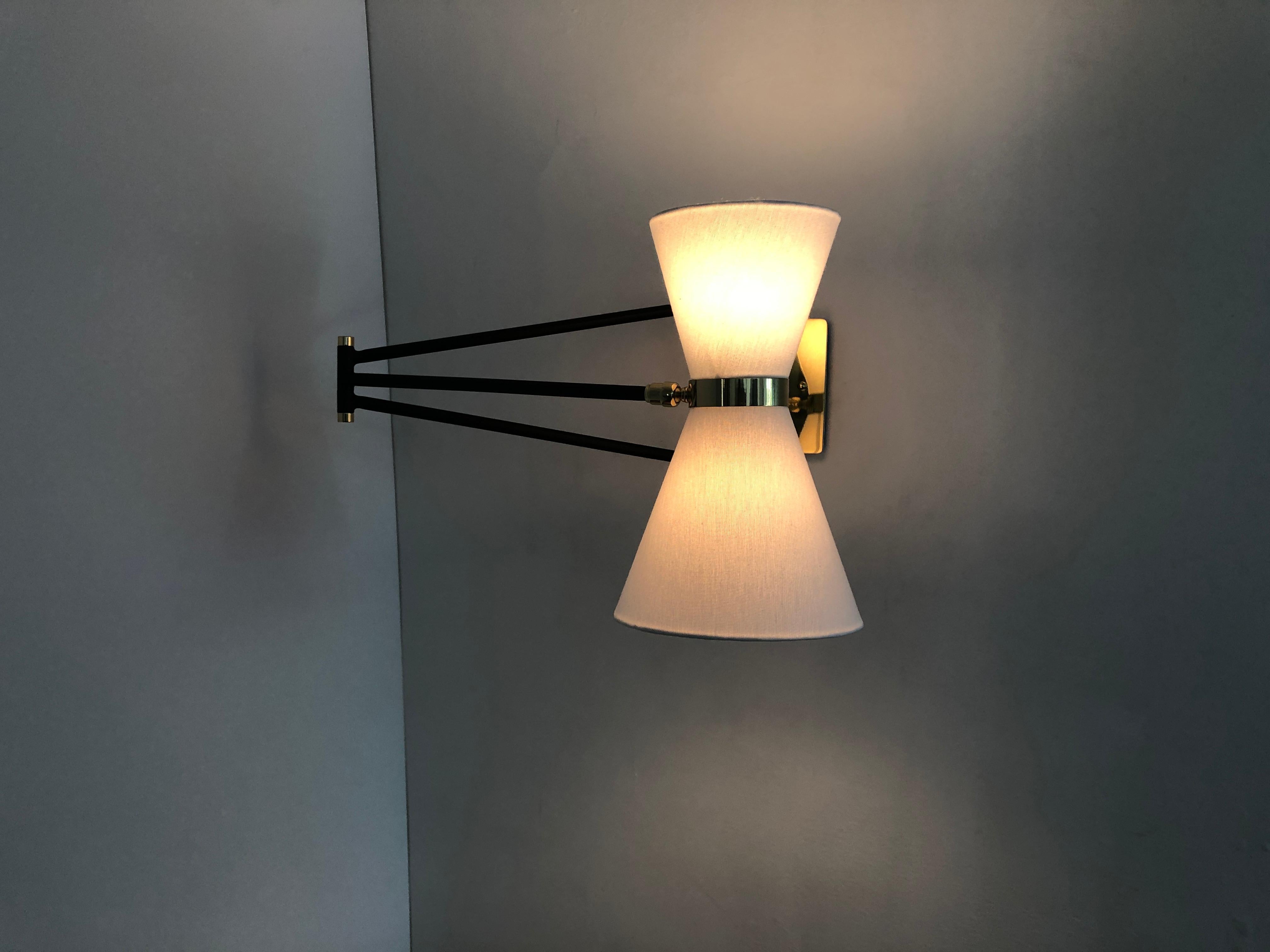 Bolivar Sconce, White Fabric Shade, by Bourgeois Boheme Atelier In New Condition In Los Angeles, CA