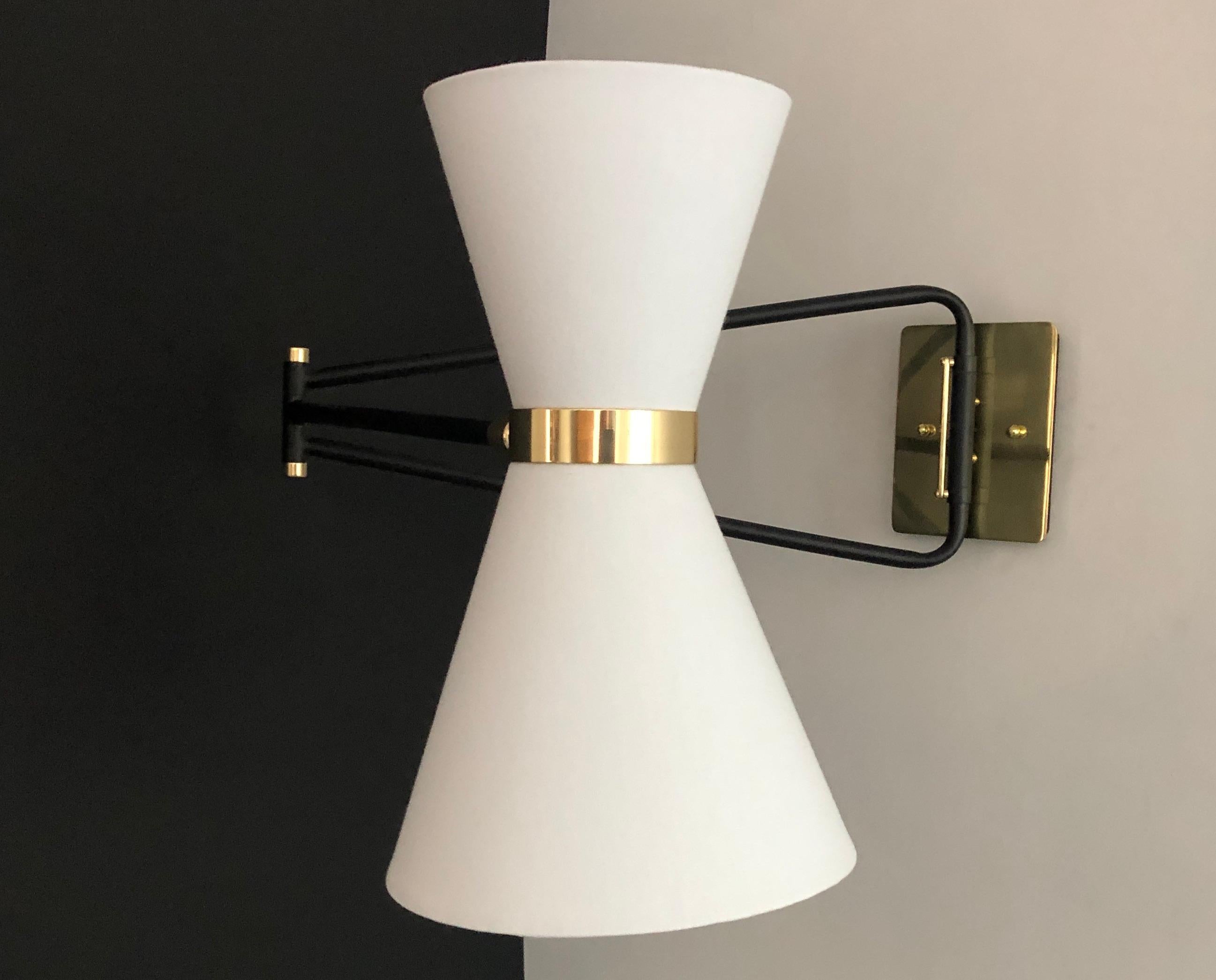 Contemporary Bolivar Sconce, White Fabric Shade, by Bourgeois Boheme Atelier For Sale