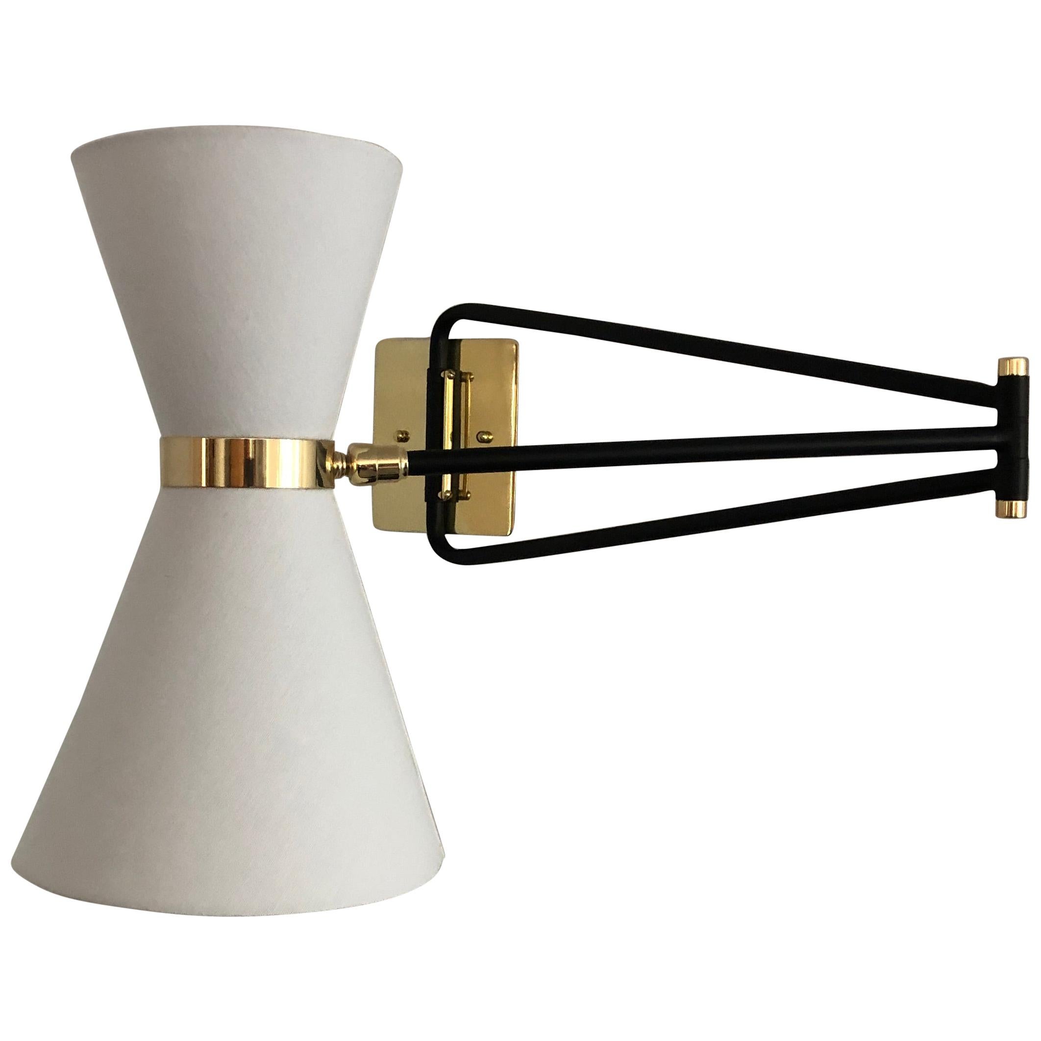 Bolivar Sconce, White Fabric Shade, by Bourgeois Boheme Atelier For Sale