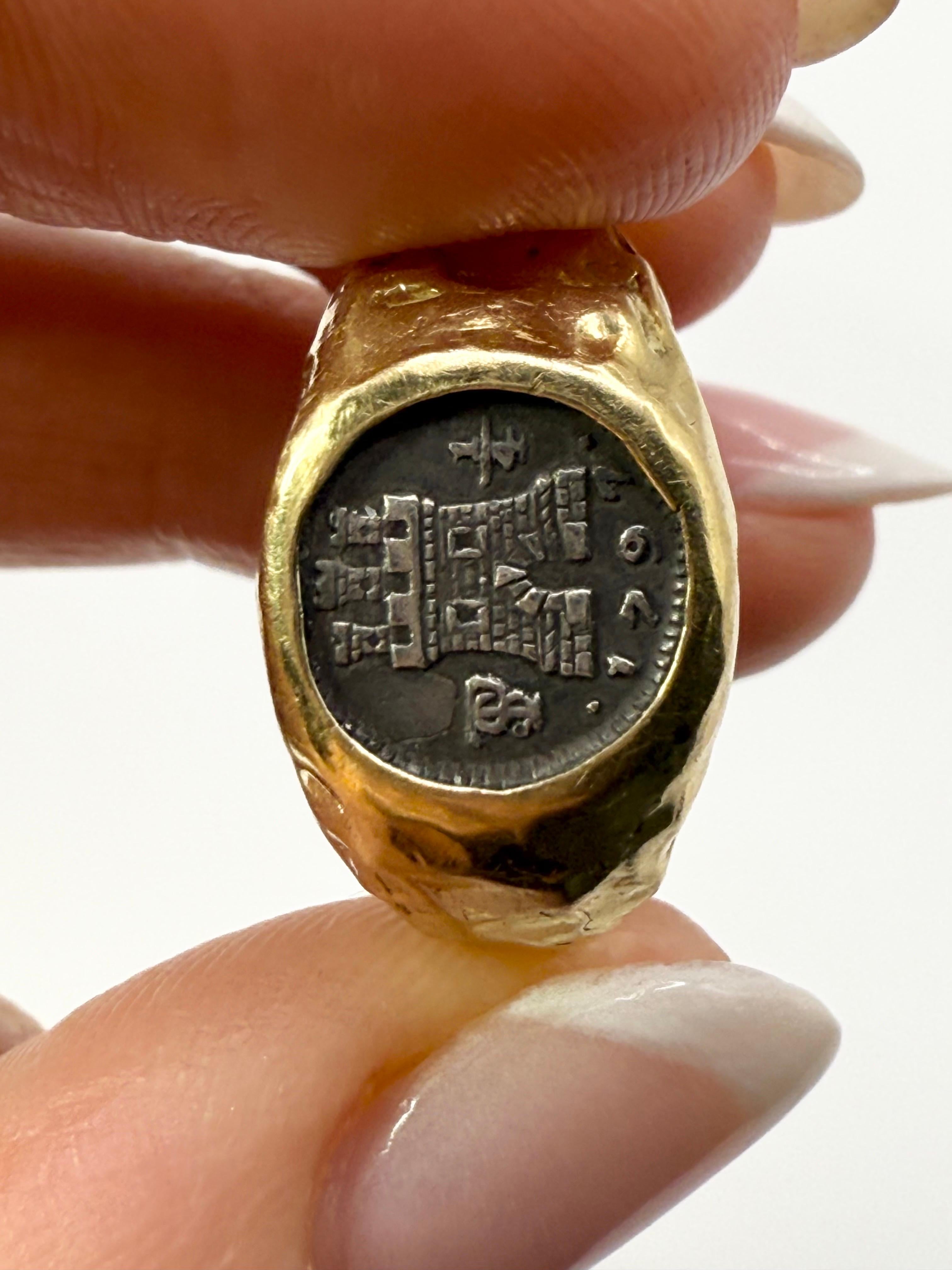 Bolivia Coin yellow ring 18KT gold handmade ring custom In Excellent Condition For Sale In Jupiter, FL