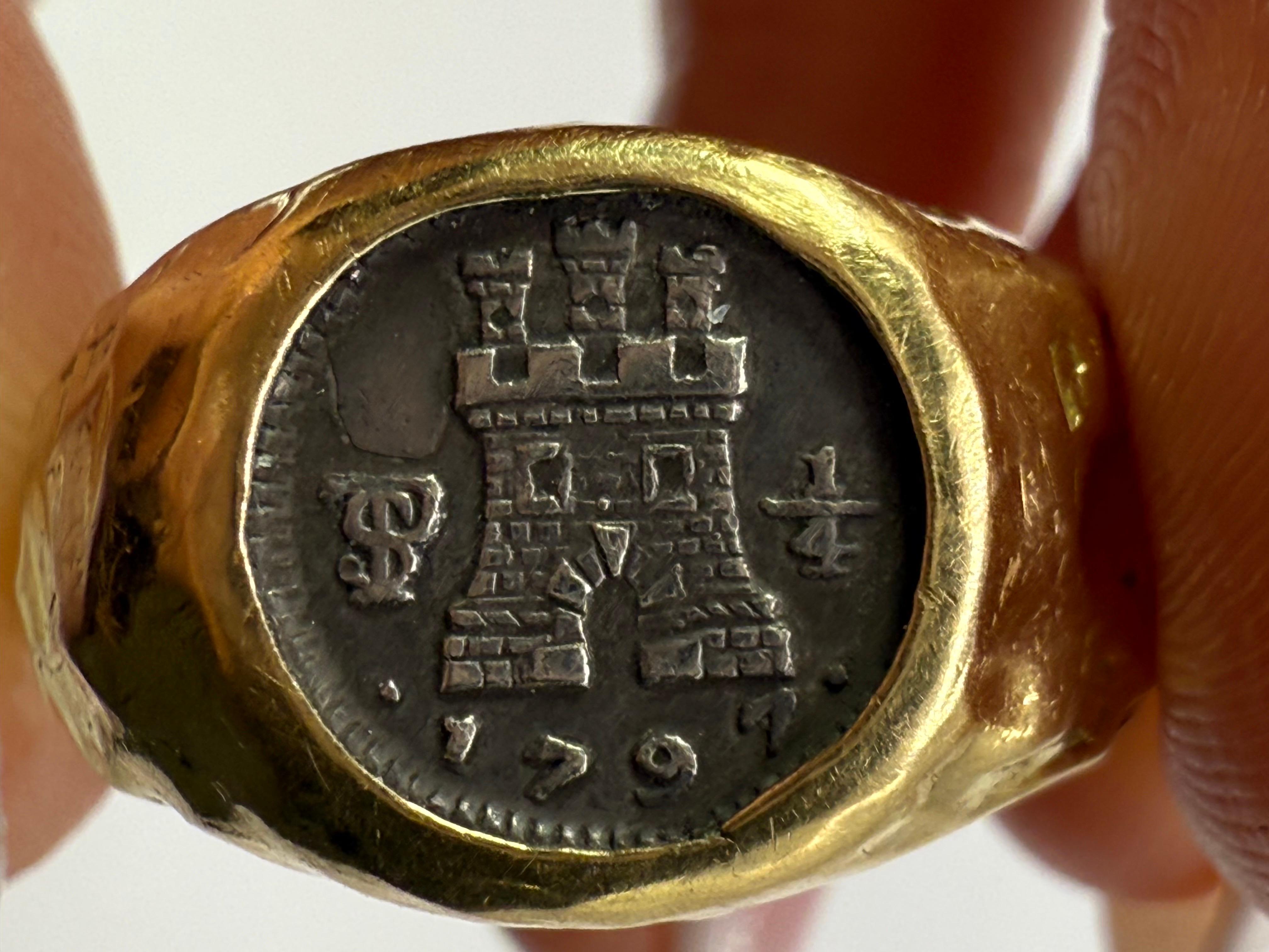 Bolivia Coin yellow ring 18KT gold handmade ring custom For Sale 4