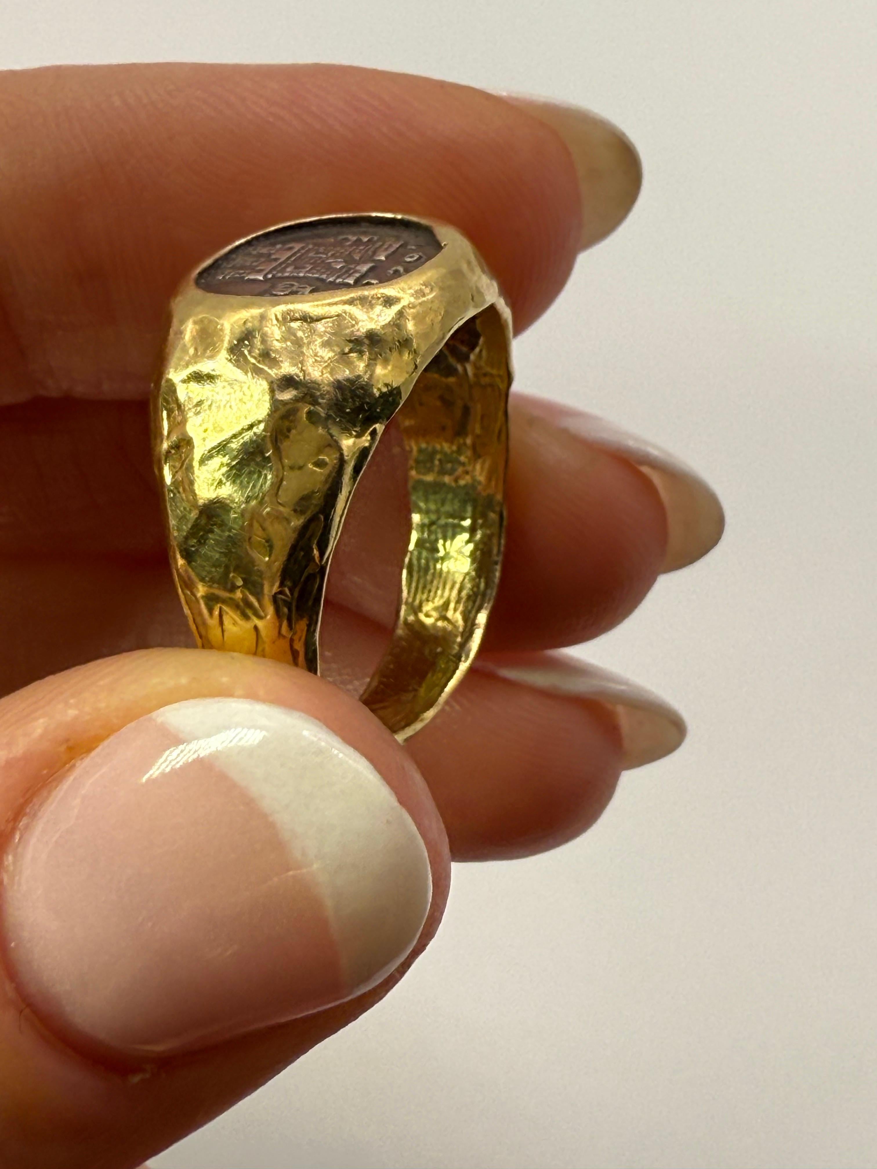 Bolivia Coin yellow ring 18KT gold handmade ring custom For Sale 5