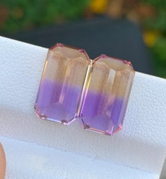 Bolivian Ametrine Gemstone Pair 11.70 Ct Brazil Natural Purple Yellow Loose Gems