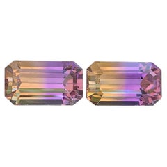 Bolivian Ametrine Gemstone Pair 11.70 Ct Brazil Natural Purple Yellow Loose Gems