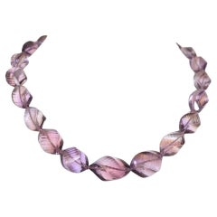 Bolivian Carved Ametrine Necklace with Gold Clasp