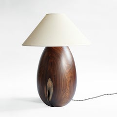 Bolivian Rosewood Lamp with White Linen Shade, Large, Árbol Collection L36 + L39
