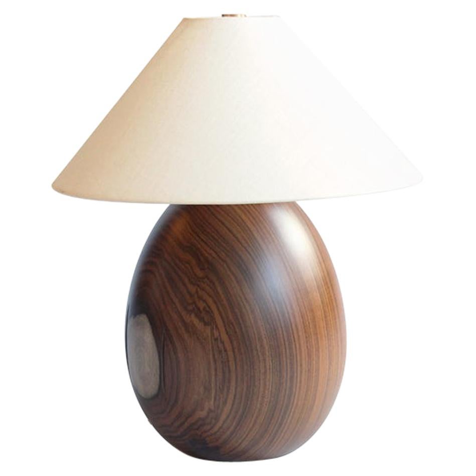 Bolivian Rosewood Lamp with White Linen Shade, Small, Árbol Collection, 4